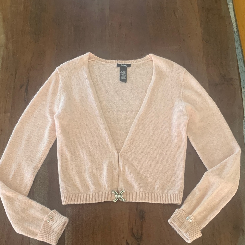 Vintage Cardigan with Metal Rhinestone enclosures, Sz L (M)